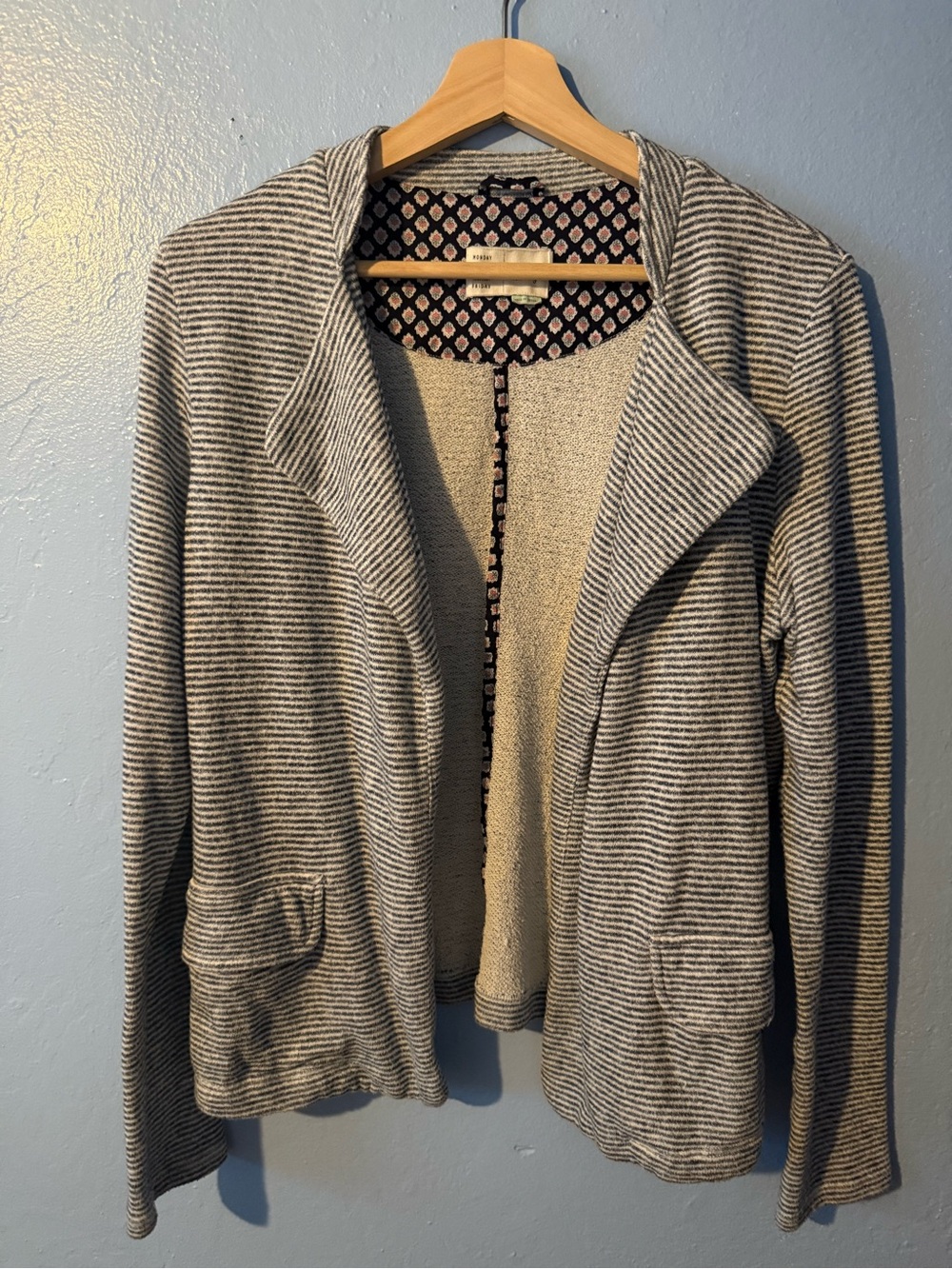 Anthropology Saturday Sunday Striped Open-Front Women's Knit Blazer